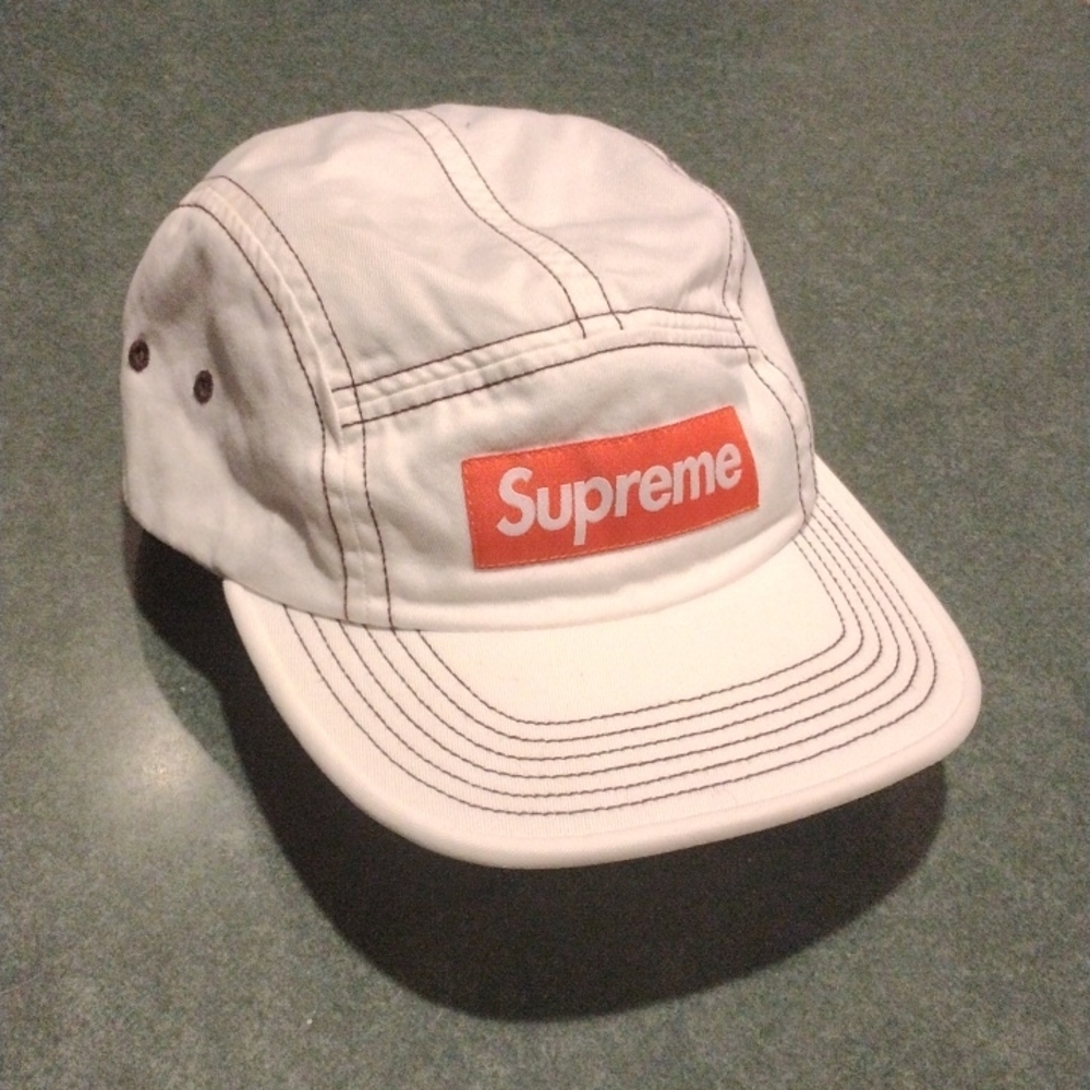 Supreme Contrast Stitch Camp Cap (White)